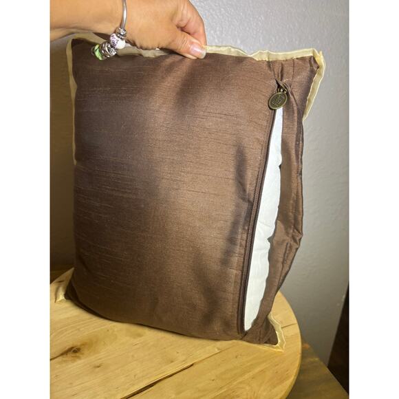 Pier 1 Brown and Gold Beaded Rectangular Shiny Pillow 15 x 12 - Picture 11 of 12